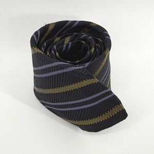 Robert Talbott Silk Tie Mens Black Olive Purple Stripe Hand Sewn Made in USA